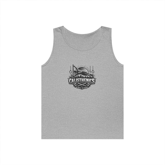 Calisthenics Badge Tank Top — Vintage Fitness Logo Workout Shirt Printify