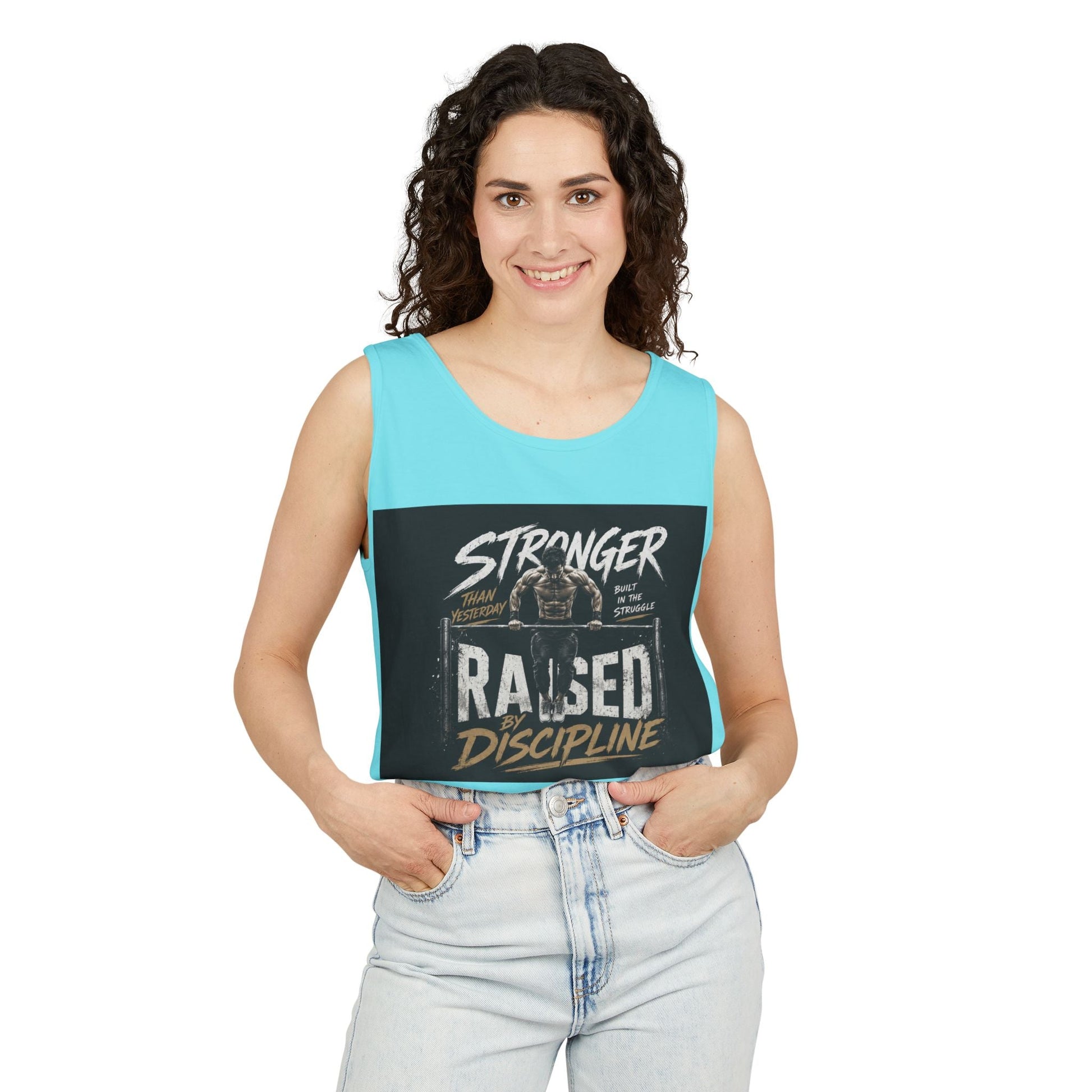 Raised By Discipline Tank Top — Stronger Motivational Gym Tee Printify