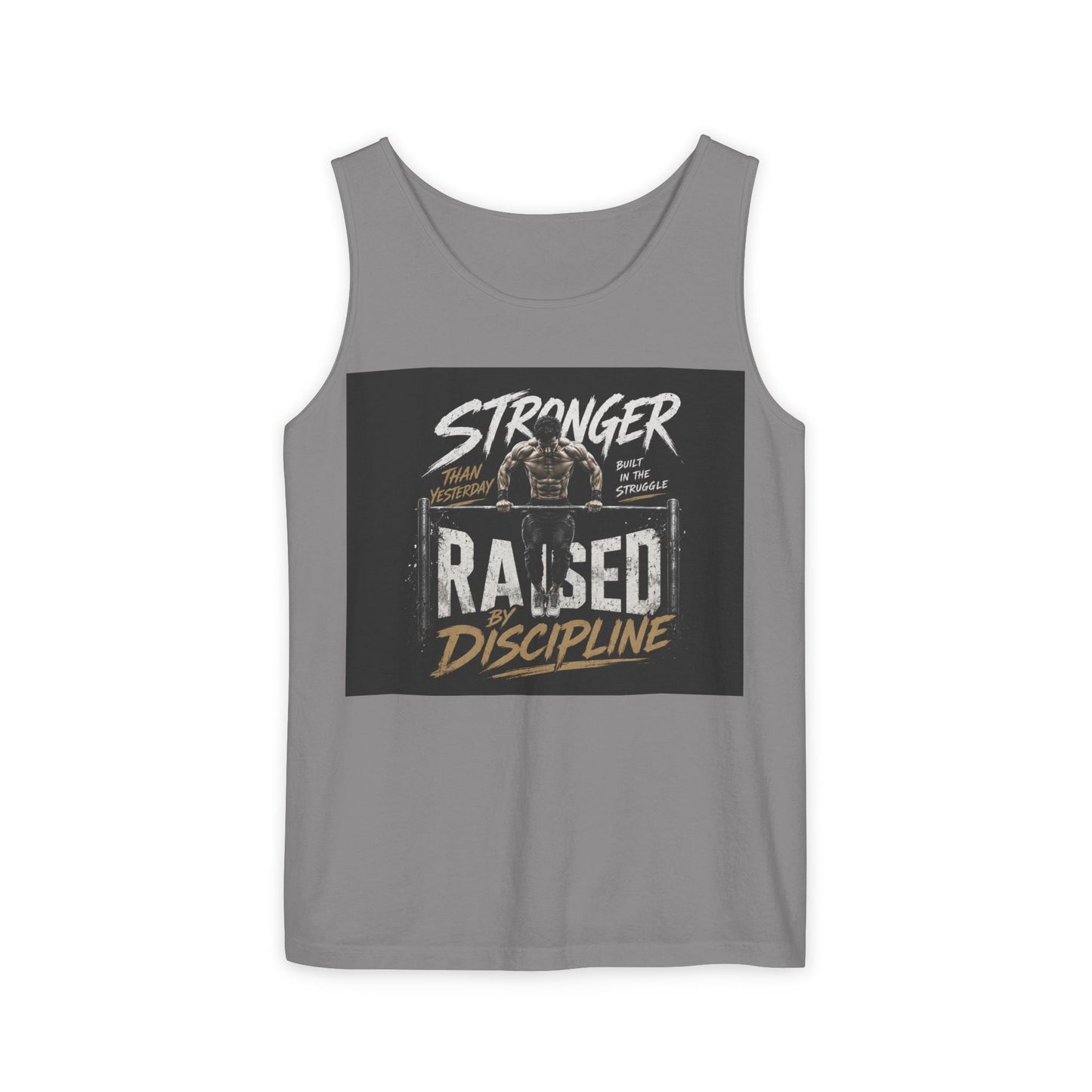 Raised By Discipline Tank Top — Stronger Motivational Gym Tee Printify