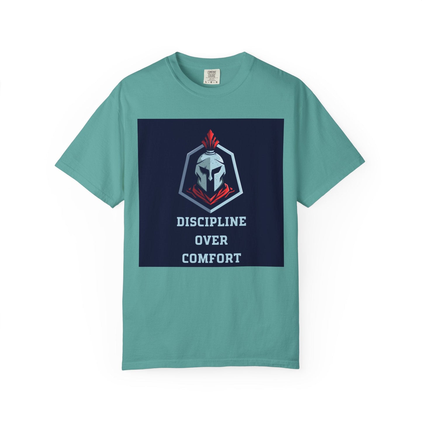 Discipline Over Comfort T-Shirt — Spartan Helmet Motivational Tee Printify