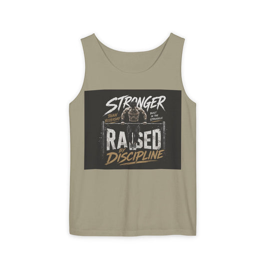 Raised By Discipline Tank Top — Stronger Motivational Gym Tee Printify