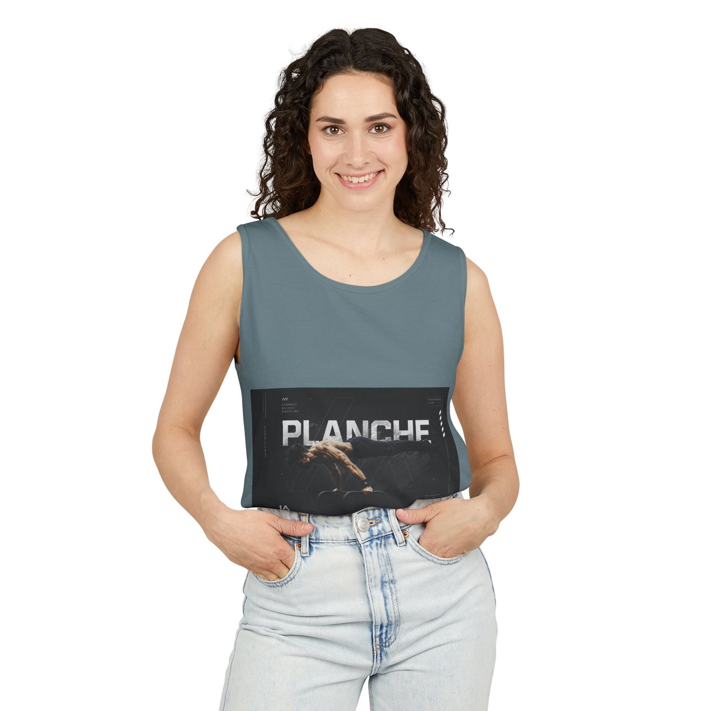 Planches Surfer Graphic Tank Top — Vintage Surf Photo "Planche" Printify